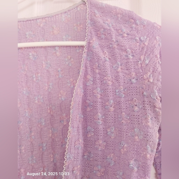 Women's Purple Open-Front Sweater - Picture 3 of 7